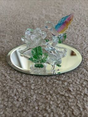 Crystal Hummingbird and  Figurine with Multicolored Wings Petals